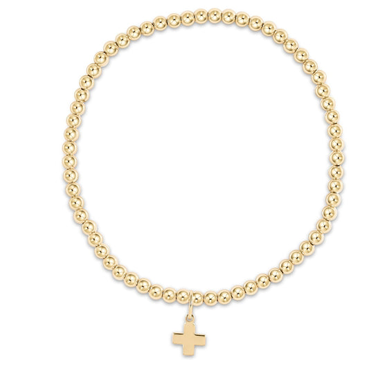 Enewton Egirl Classic Gold 3mm Bead Bracelet -Signature Cross Gold Charm