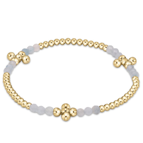 Enewton "Signature Cross" Gold Bliss Pattern 2.5mm Bead Bracelet-Aquamarine