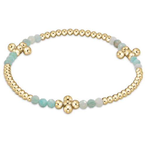 Enewton "Signature Cross" Gold Bliss Pattern 2.5mm Bead Bracelet-Amazonite