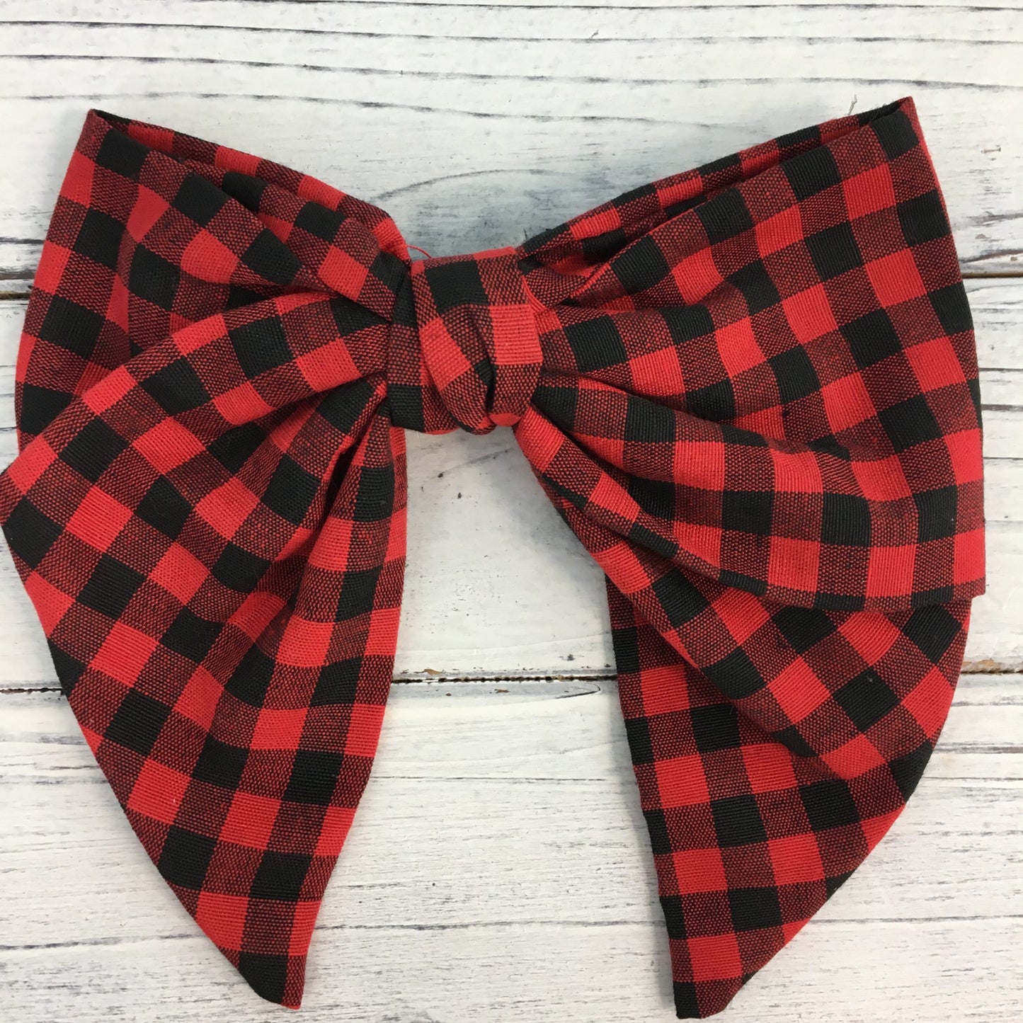 Checkered Hair Bow-Black/Red