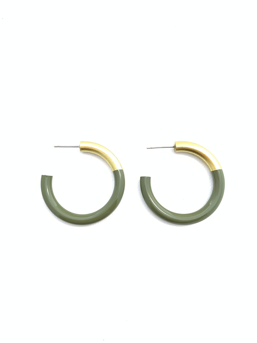 Accessory Jane "Liz" Medium Hoops-Army Green