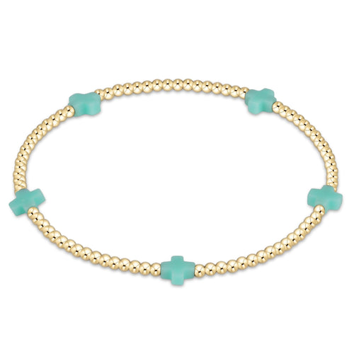 Enewton "Signature Cross" Small Gold Pattern 2mm Bead Bracelet-Mint