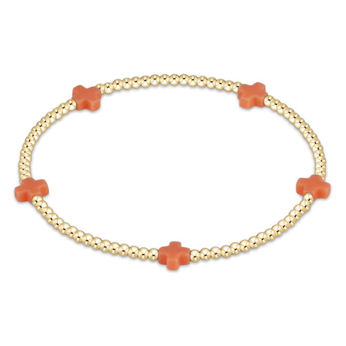 Enewton "Signature Cross" Small Gold Pattern 2mm Bead Bracelet-Coral