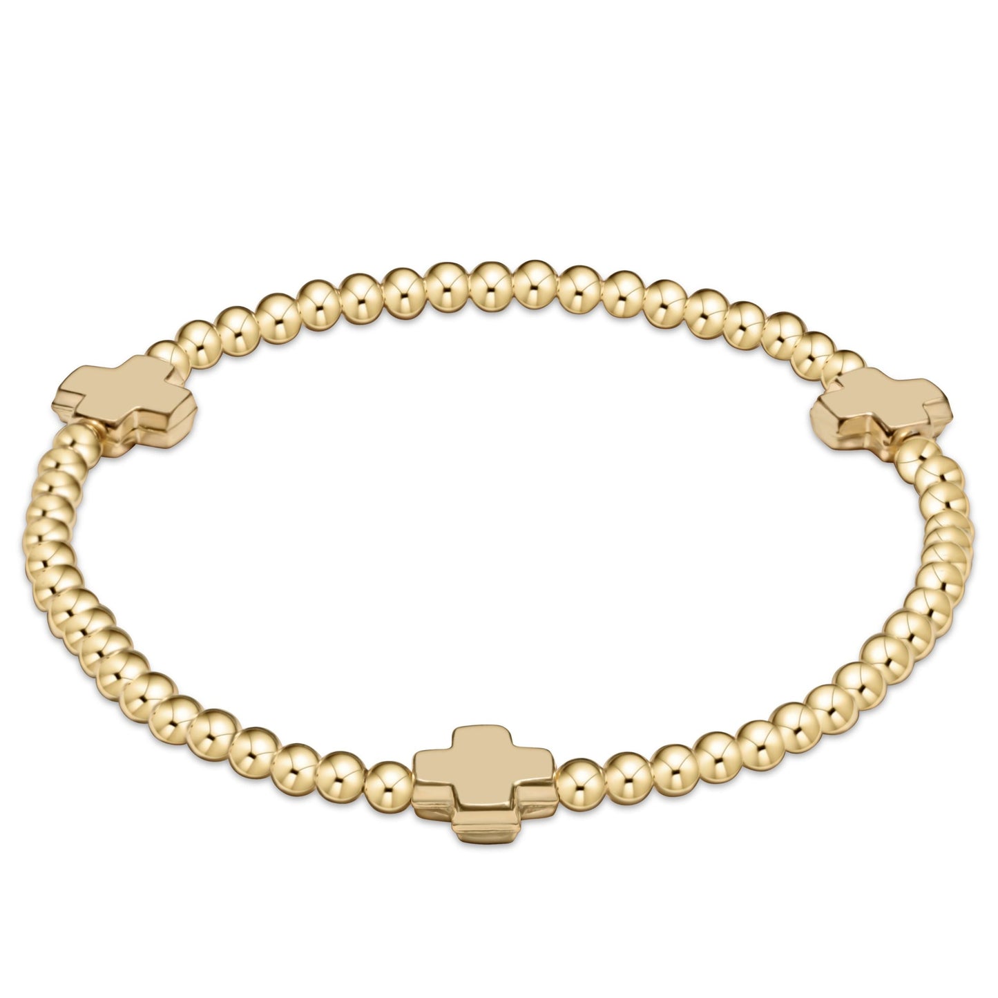 Enewton Extends “Signature Cross” Gold Pattern 3mm Bead Bracelet (BEXSCGP3GLD)