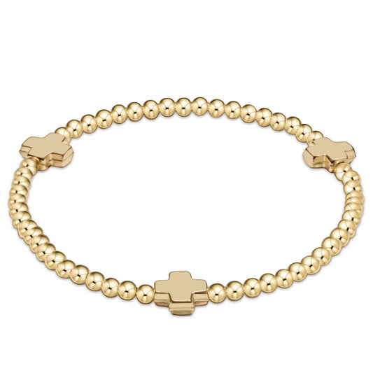 Enewton EGIRL “Signature Cross” Gold Pattern 3mm Bead Bracelet