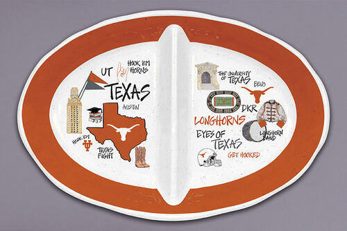 Magnolia Lane Melamine 2 Section Platter-University of Texas