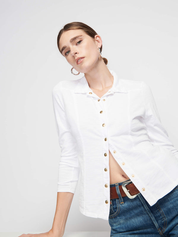Nation LTD "Jarah" Seamed Button Up-Optic White