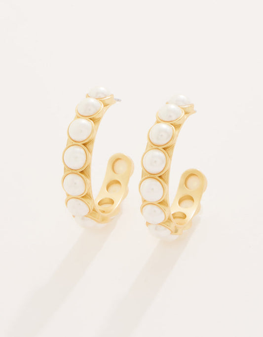 Spartina 449 Anna Hoop Earrings - Gold/Pearl