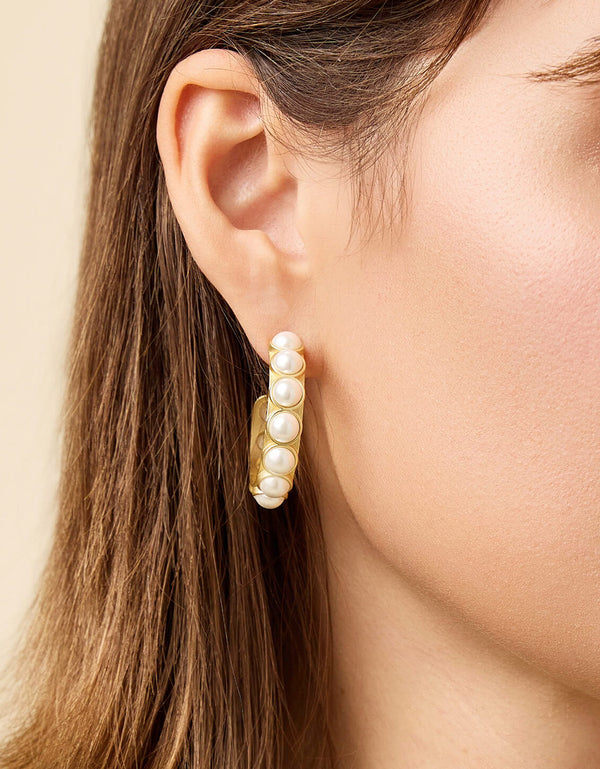 Spartina 449 Anna Hoop Earrings - Gold/Pearl