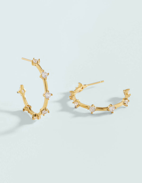 Spartina 449 SP 25mm "Spanish Wells" Hoop Earrings-Gold/Crystal