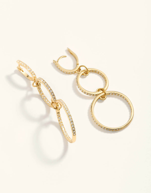Spartina 449 Dazzle Ring Earrings-Gold/Clear CZ