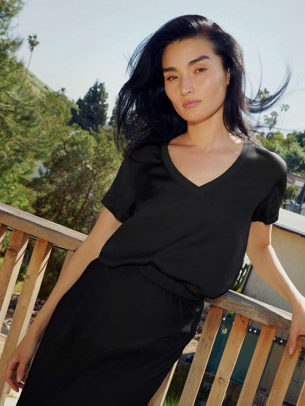 Nation LTD "June" V-Neck Tee-Black