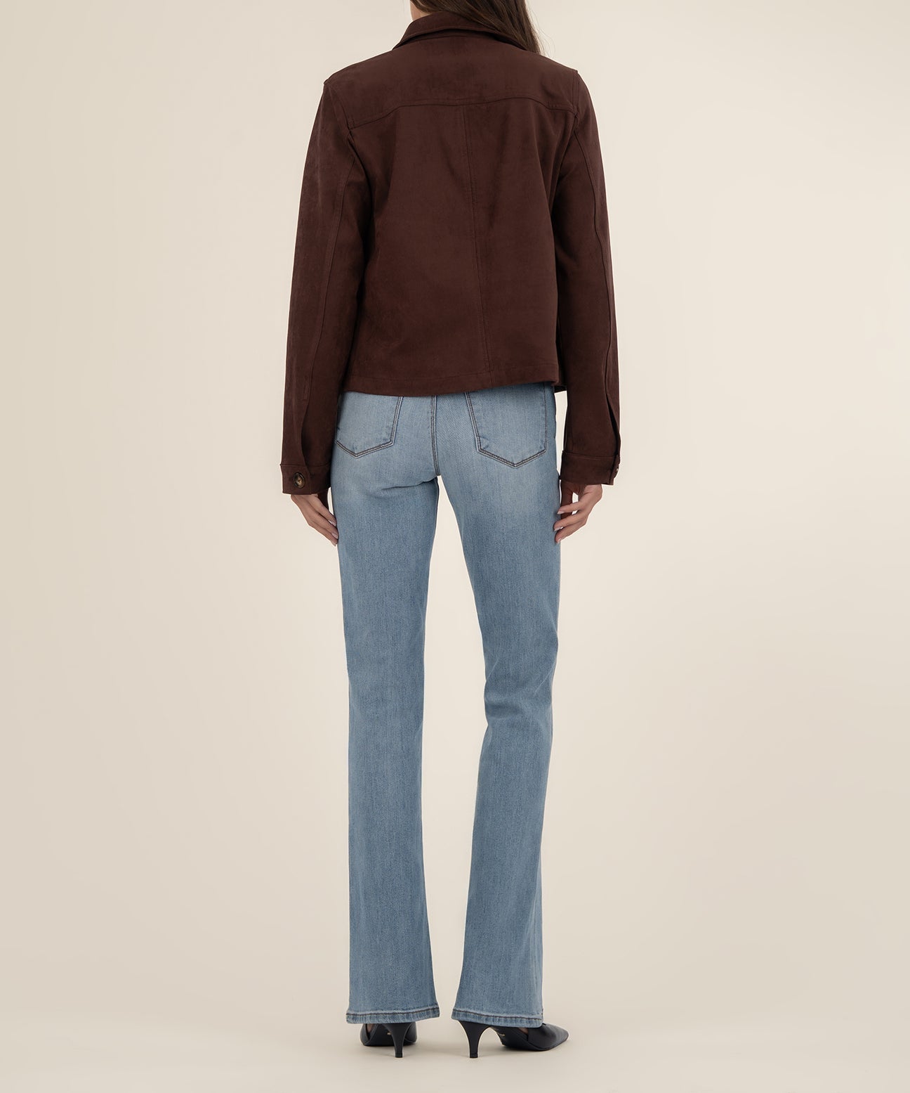 Kut From The Kloth "Matilda" Crop Trucker Jacket- Chocolate