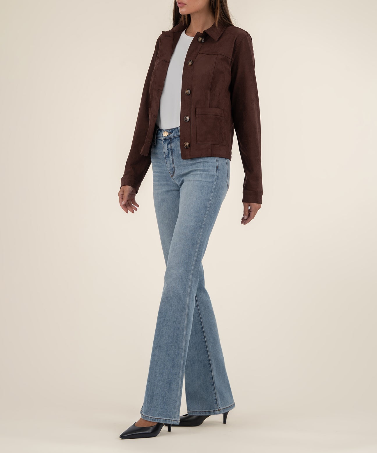Kut From The Kloth "Matilda" Crop Trucker Jacket- Chocolate