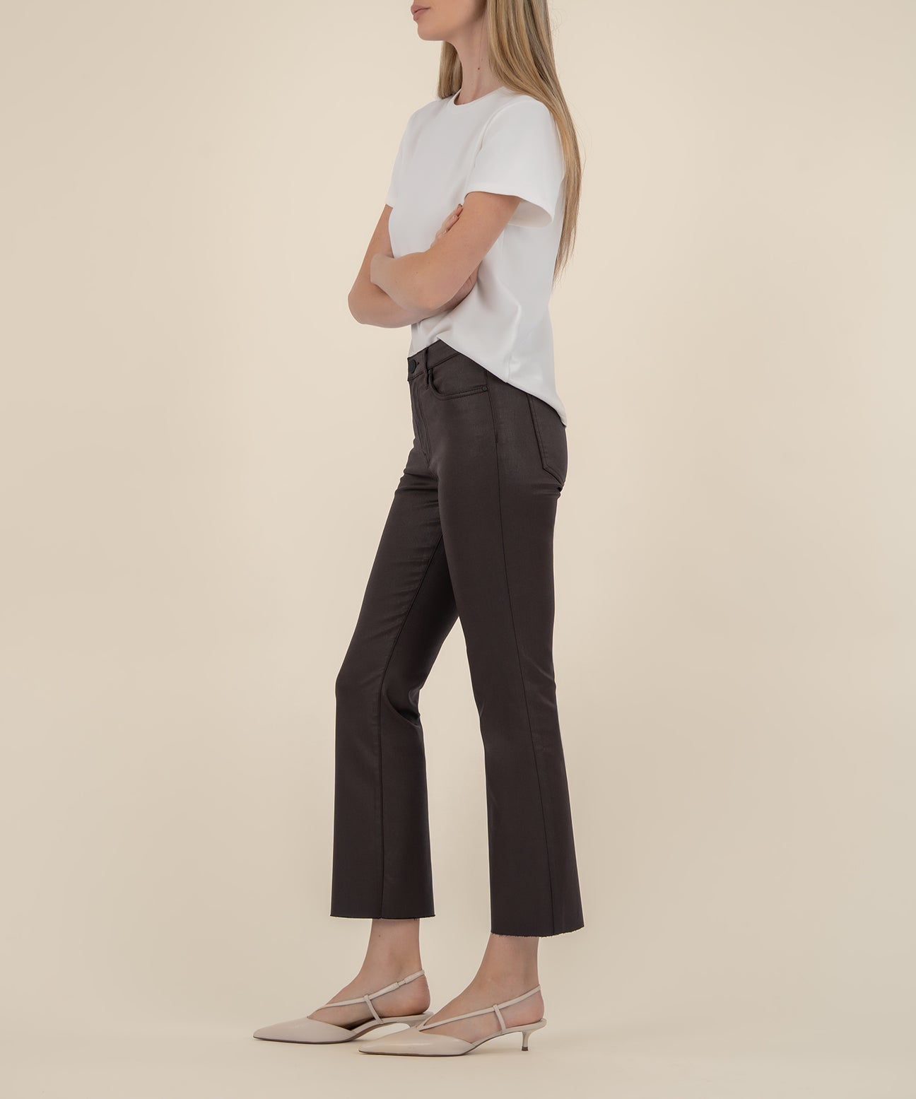Kut from the Kloth "Kelsey" High Rise Ankle Flare-Chocolate