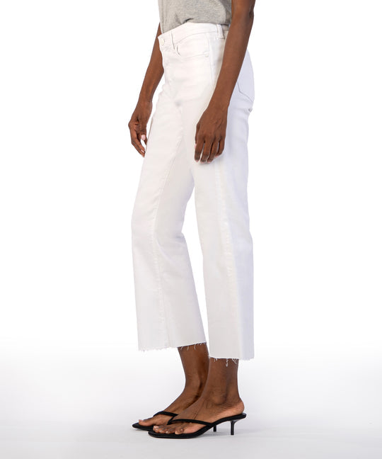 Kut from the Kloth "Kelsey" High Rise Ankle Flare-Optic White