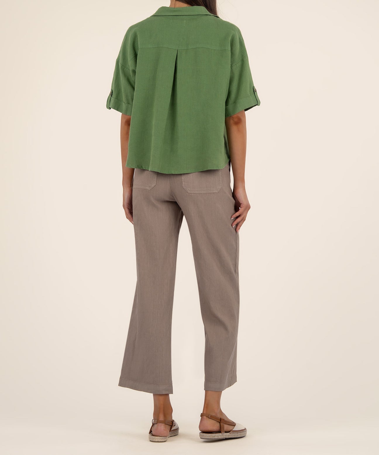 Kut from the Kloth "Breland" Boxy Button Front Shirt-Green