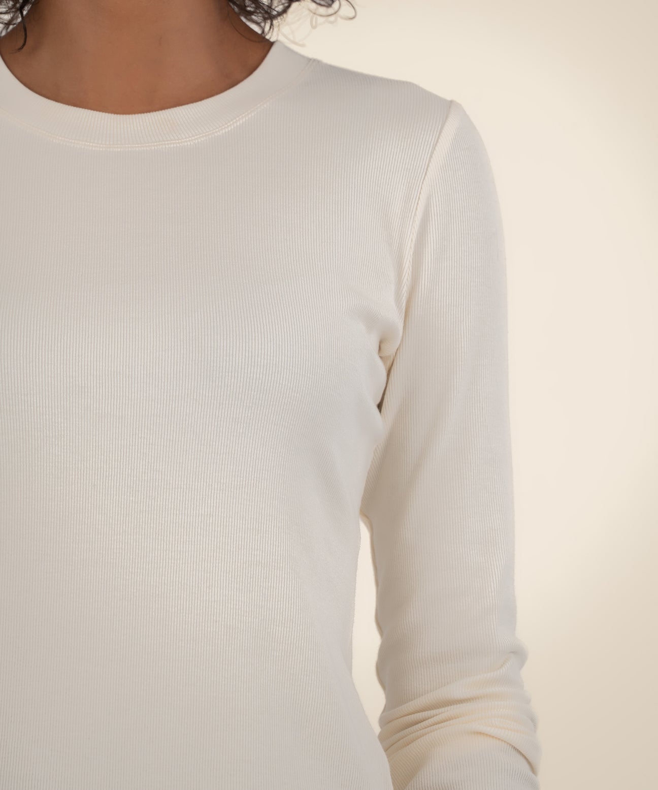 Kut from the Kloth "Noelie" Scoop Neck Long Sleeve Top-Cream