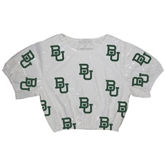 Capri Designs Sequin Repeater Crop Top-Baylor University