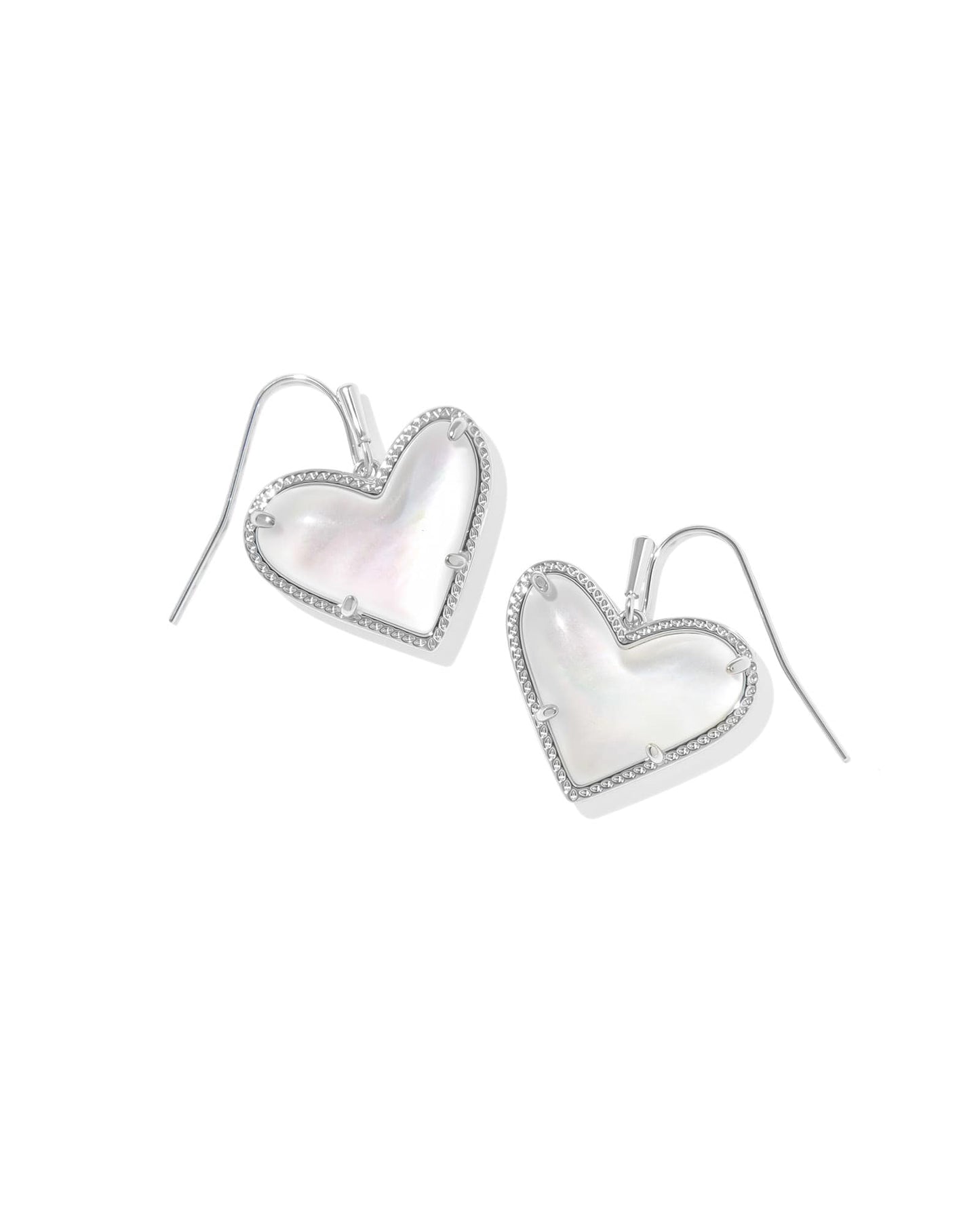 Kendra Scott Ari Heart Statement Drop Earring- Silver Ivory MOP