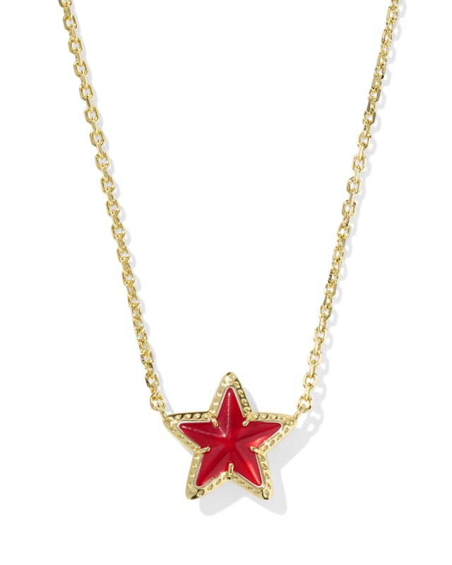 Kendra Scott Cassidy Short Pendant Necklace-Gold Red Illusion