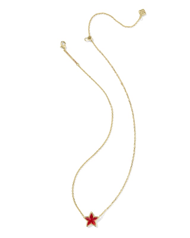 Kendra Scott Cassidy Short Pendant Necklace-Gold Red Illusion