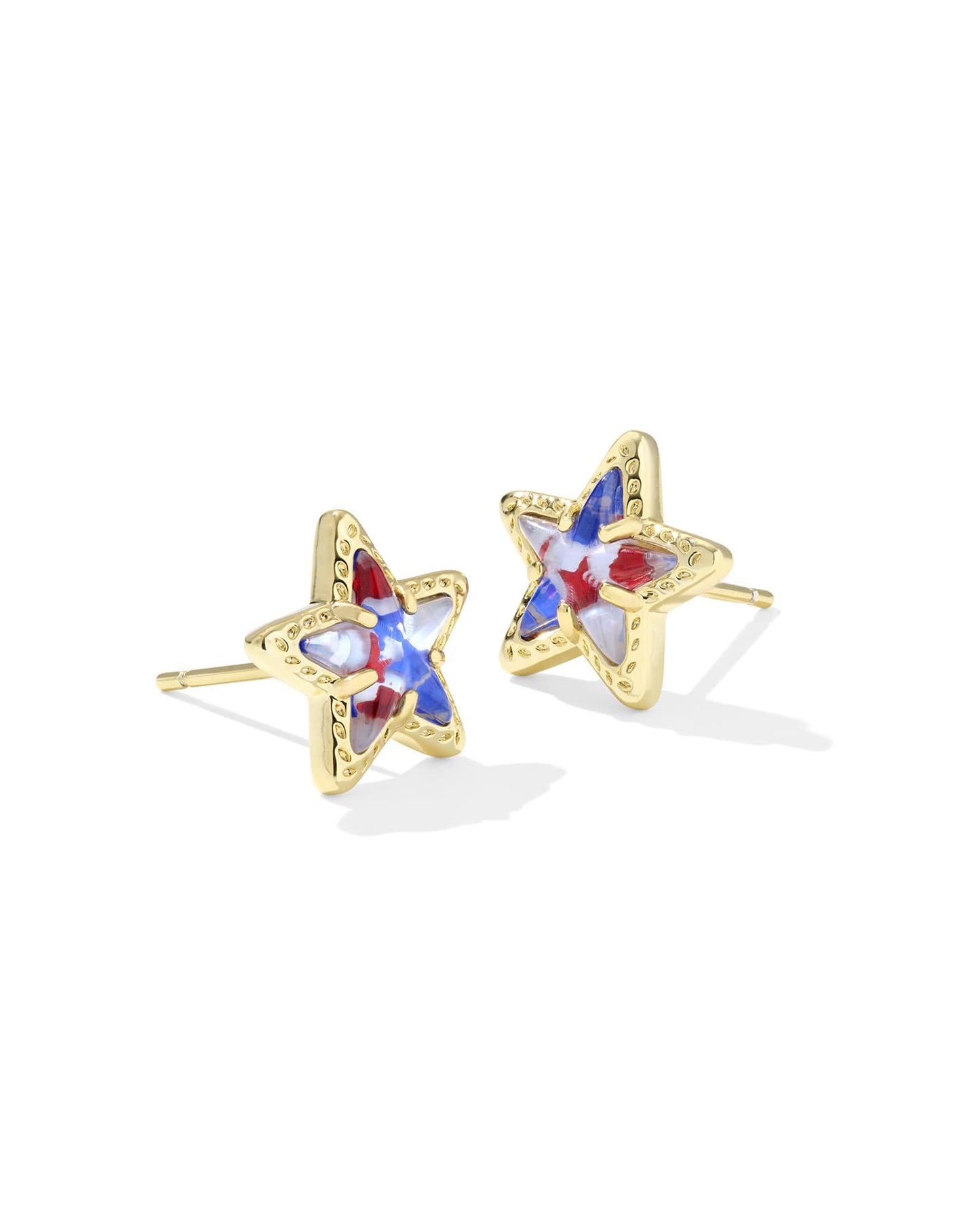 Kendra Scott Cassidy Stud Earring-Gold Red White Blue Illusion