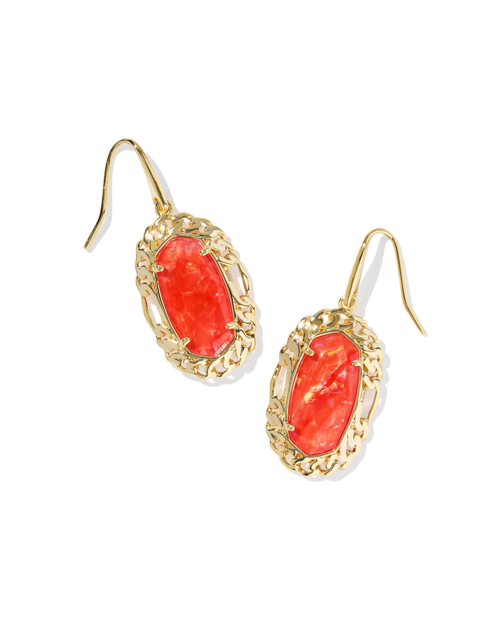 Kendra Scott Dani Figaro Frame Drop Earring-Gold Papaya Iridescent MOP