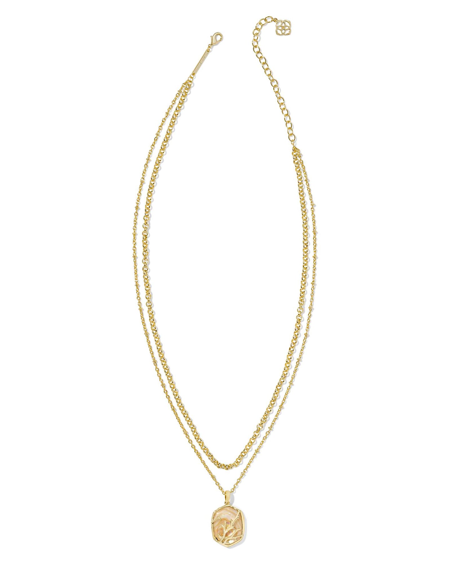 Kendra Scott Daphne Coral Frame Necklace-Gold Iridescent Abalone
