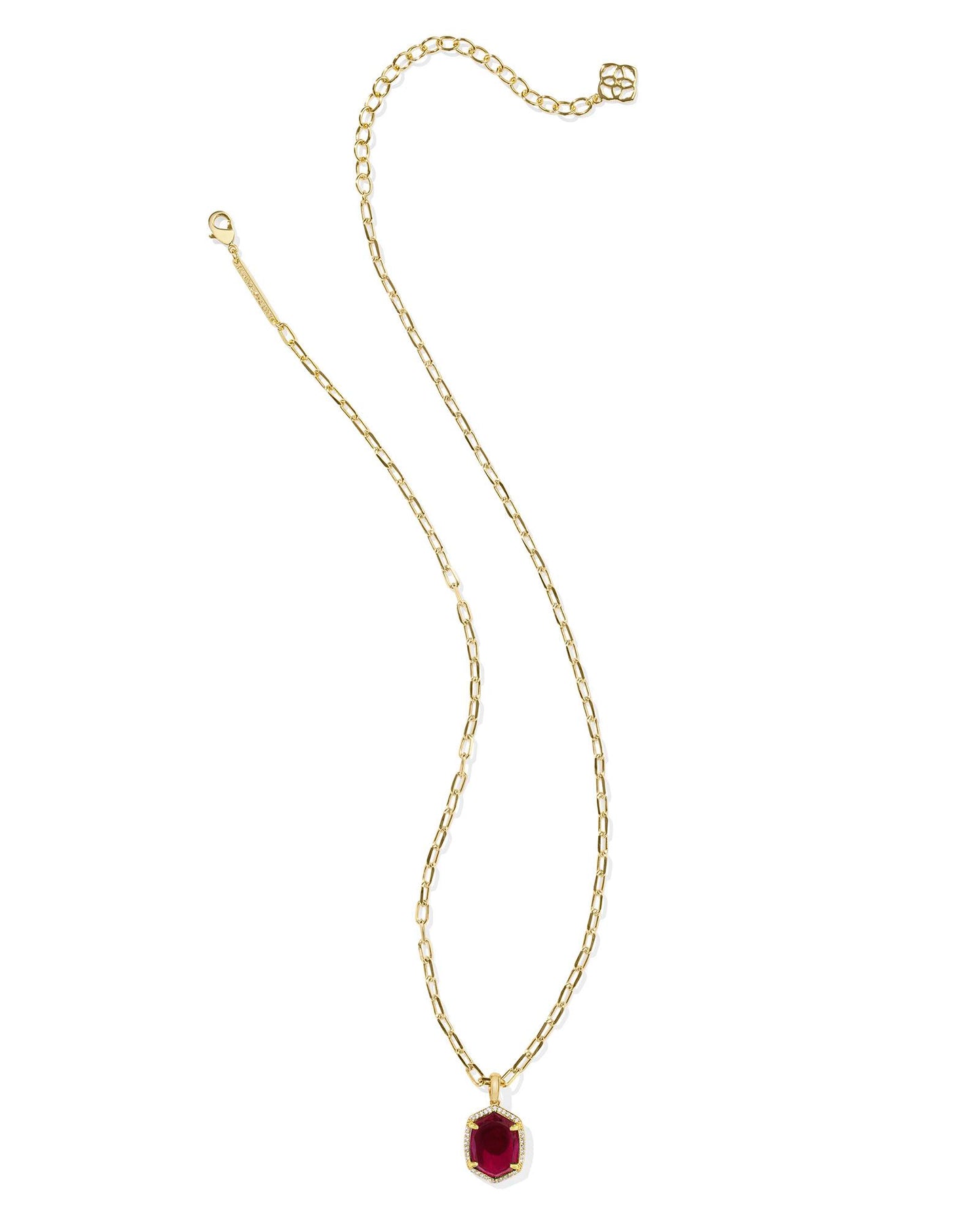 Kendra Scott Daphne Pave Frame Short Pendant Necklace-Gold Berry Mica