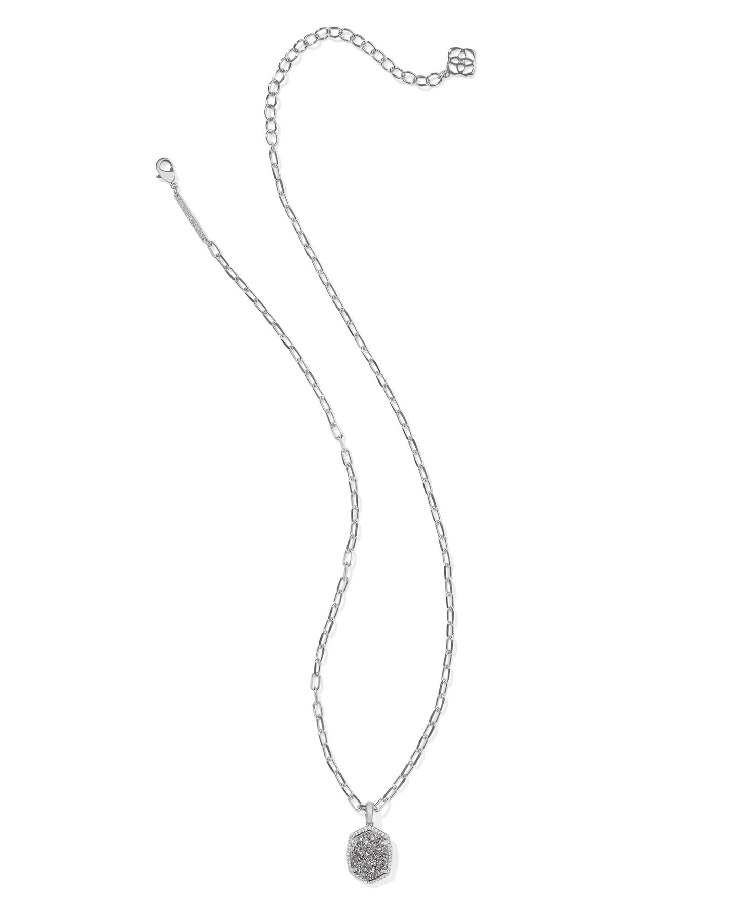 Kendra Scott Daphne Framed Short Pendant Necklace-Silver Platinum Druzy