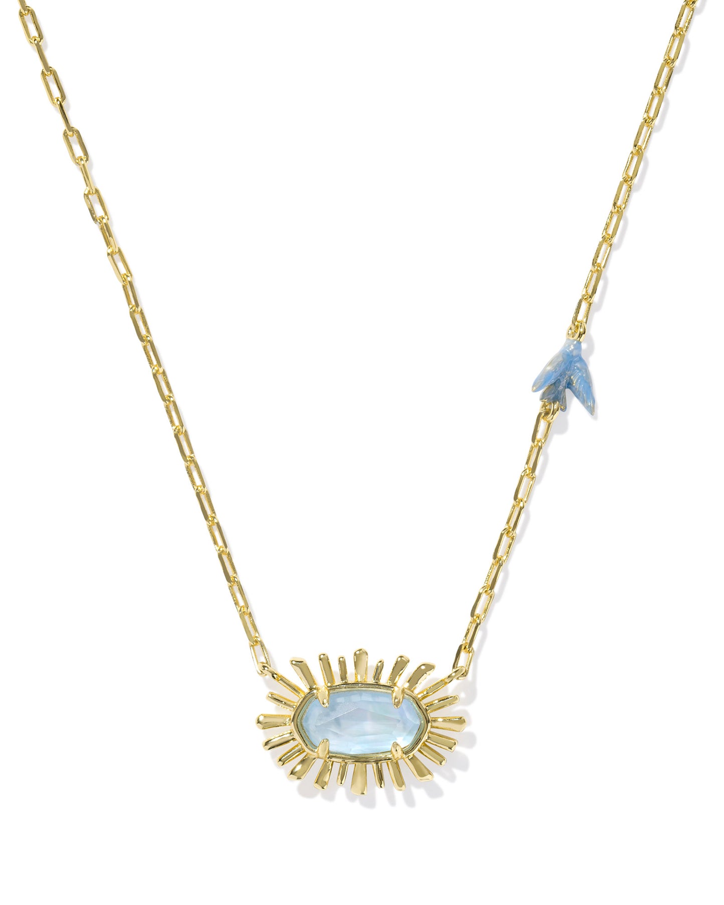Kendra Scott Elisa Bird Pendant Necklace-Gold Sky Blue MOP
