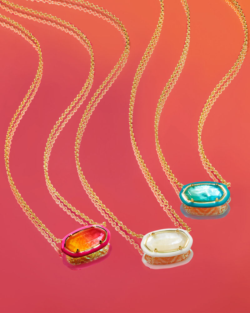 Kendra Scott Elisa Enamel Frame Short Pendant Necklace- 3 Colors