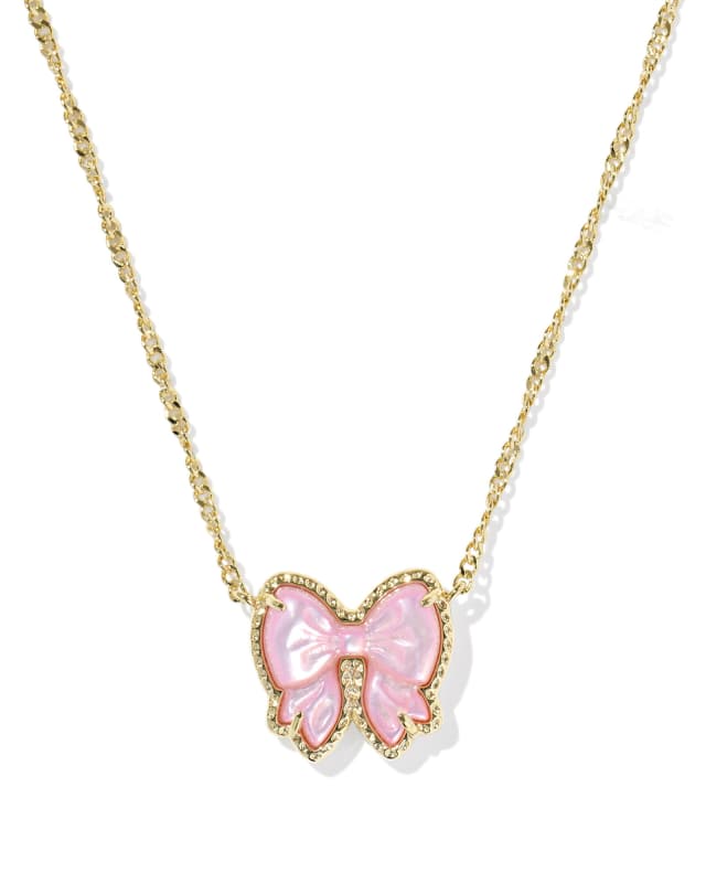 Kendra Scott Haley Bow Pendant Necklace-Gold Blush MOP