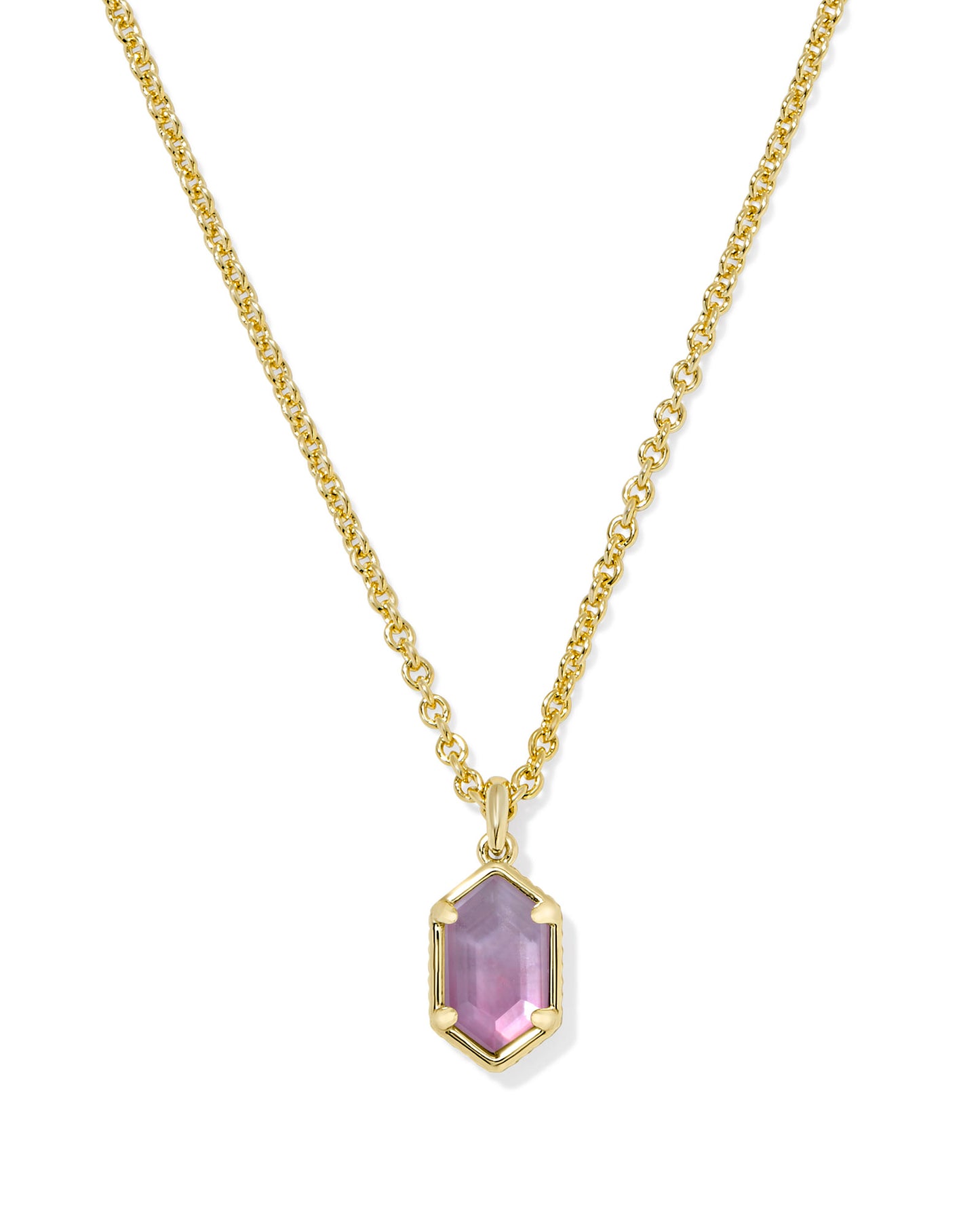 Kendra Scott Hallie Short Pendant Necklace-Gold Purple Watercolor Illusion
