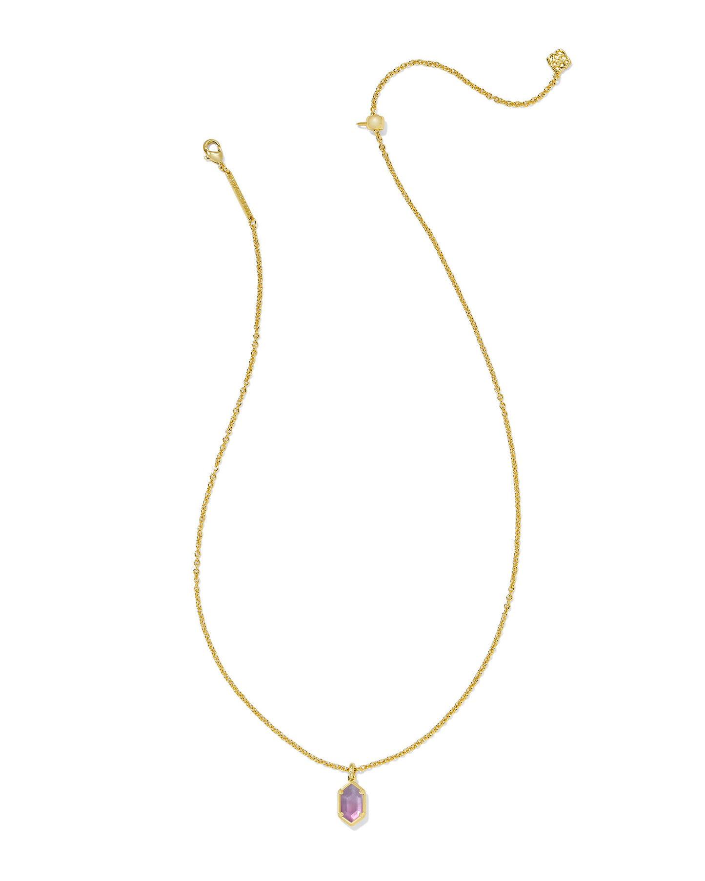 Kendra Scott Hallie Short Pendant Necklace-Gold Purple Watercolor Illusion