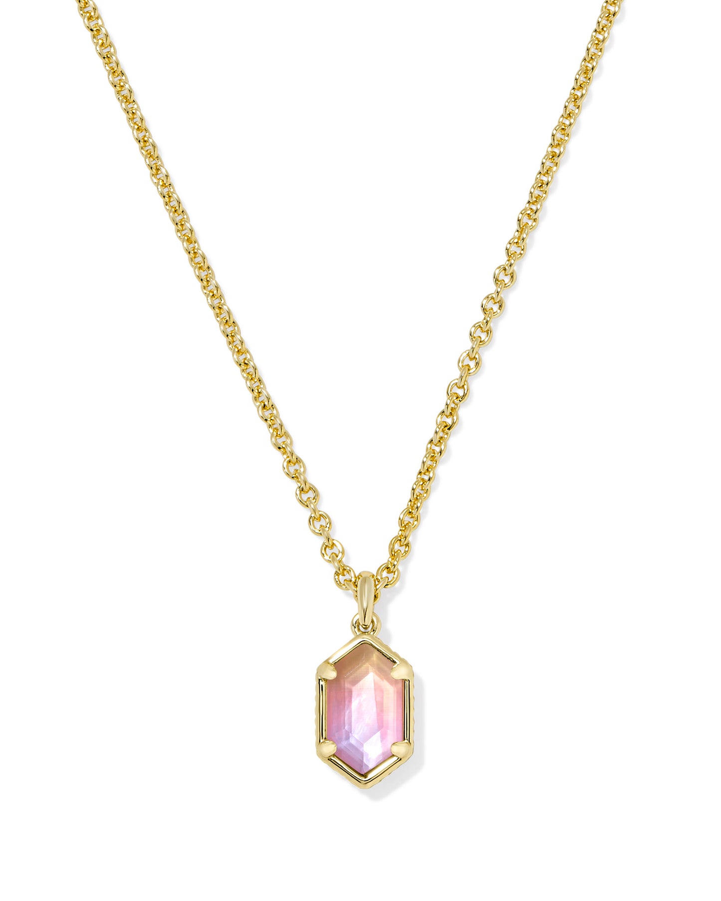 Kendra Scott Hallie Short Pendant Necklace-Gold Sunrise Watercolor Illusion