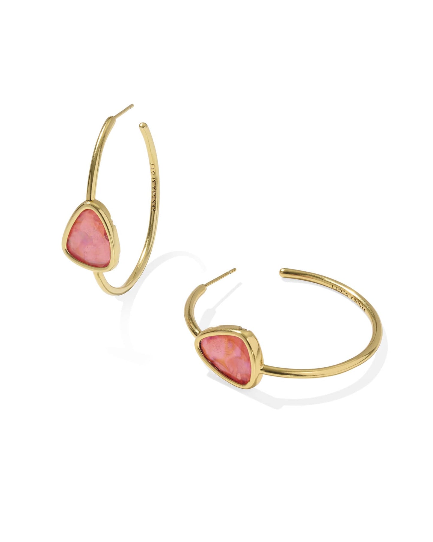 Kendra Scott Margot Hoop Earring-Vintage Gold Pink Clear Iridescent Abalone