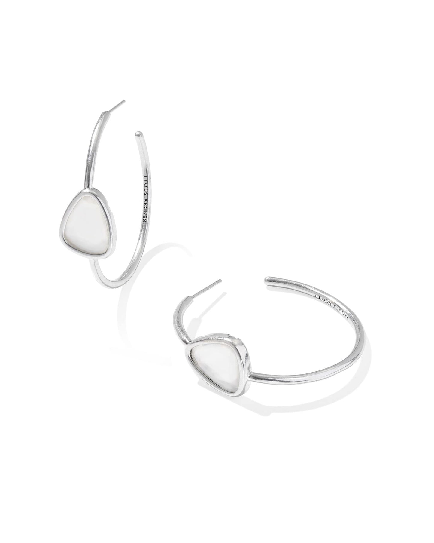 Kendra Scott Margot Hoop Earring-Vintage Silver Ivory MOP