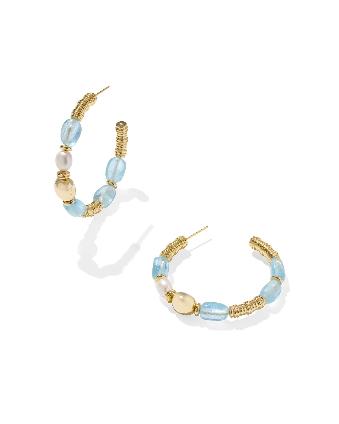 Kendra Scott Melody Beaded Hoop Earring-Gold Aquamarine