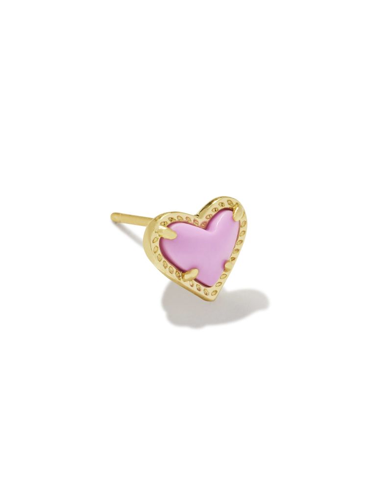 Kendra Scott Mini Ari Heart Single Stud-Gold Fuschia Magnesite