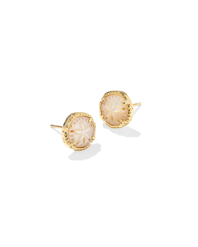 Kendra Scott Sand Dollar Stud Earring- Gold Natural MOP