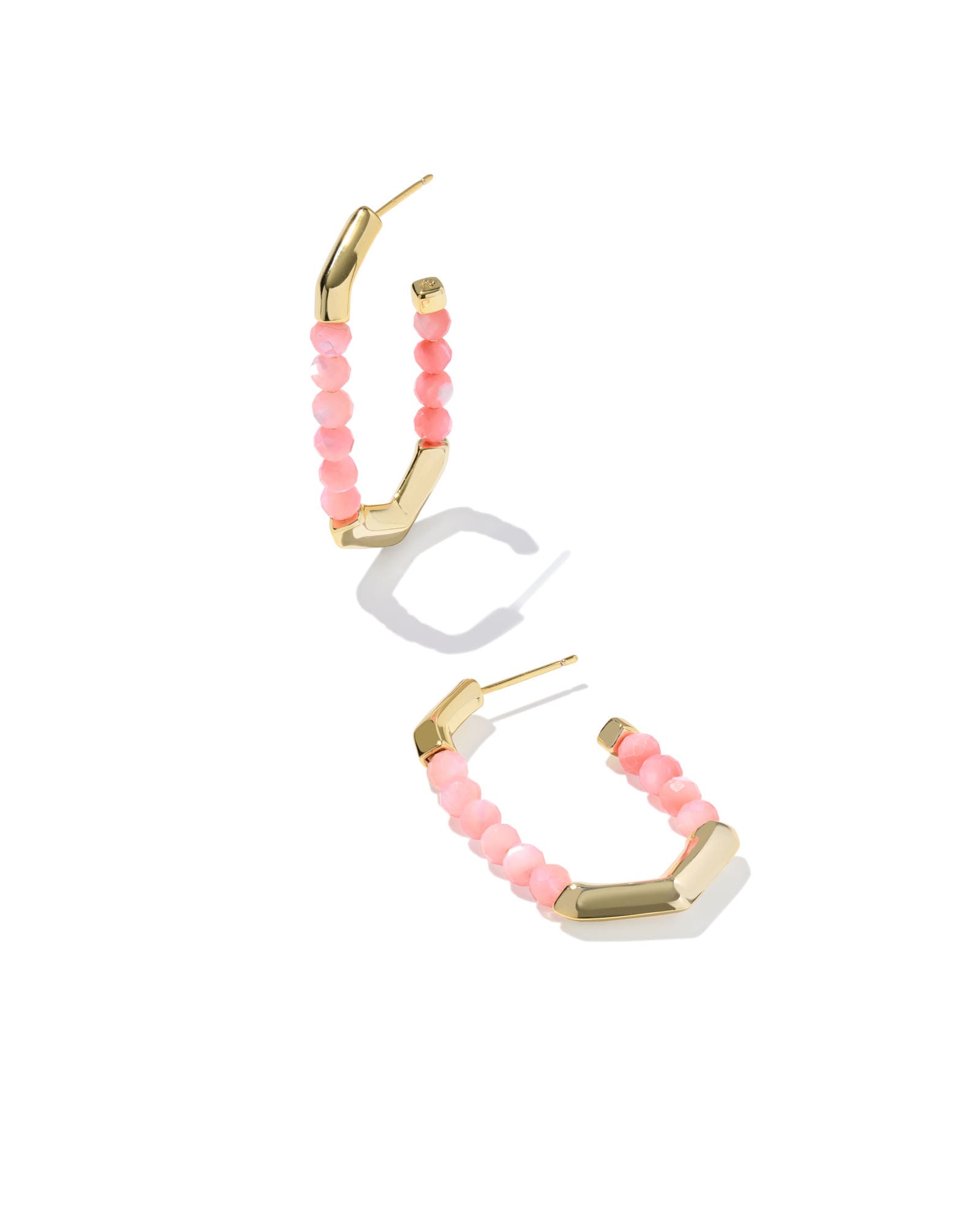 Kendra Scott Sylvia Hoop Earring-Gold Pink Chalcedony