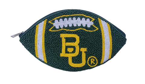 LaChic Designs Beaded Football Pouch - Baylor