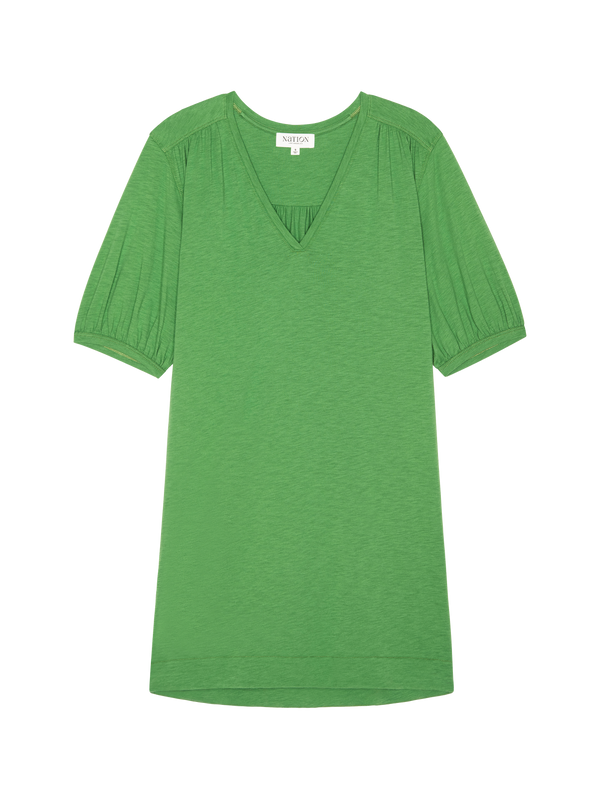 Nation LTD "Lea" Shirred Mini Dress-Green Lawn