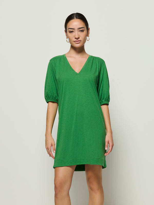 Nation LTD "Lea" Shirred Mini Dress-Green Lawn