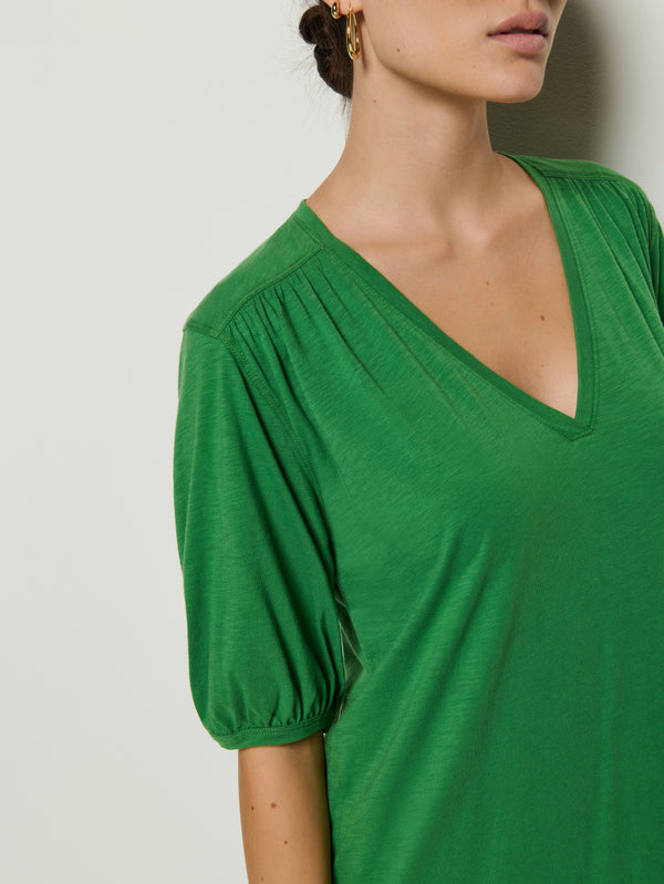 Nation LTD "Lea" Shirred Mini Dress-Green Lawn