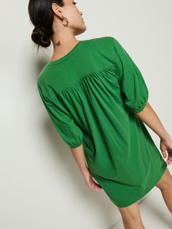 Nation LTD "Lea" Shirred Mini Dress-Green Lawn