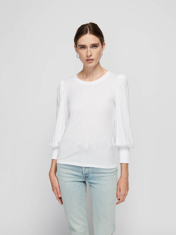 Nation LTD "Loren" Smocked Neck Tee-White