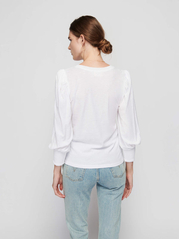 Nation LTD "Loren" Smocked Neck Tee-White